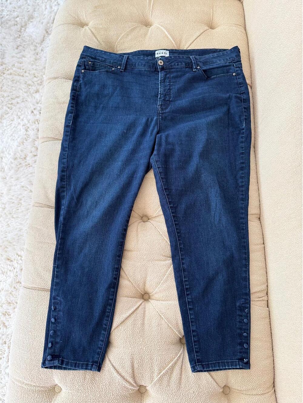 Rebel Wilson Playful Button Cuff Jeans